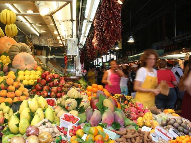 Browse fresh local produce at La Boqueria Market